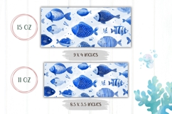 Watercolor Fish Mug Wrap, Ocean Mug Design, Cute Fish PNG Product Image 2