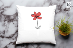 Minimal Red Flower Line Art Clipart Sublimation PNG Product Image 3