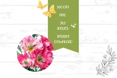 Pink Flowers Round Earrings, Flowers Earrings PNG Product Image 2