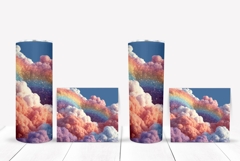 Glitter Clouds Tumbler Wrap, Glitter Rainbow Tumbler Design Product Image 2