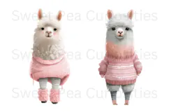 Llamas, Shabby Chic, Ephemera, PNG, Clipart Product Image 2