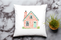 Cute Brick House Watercolor Clipart Sublimation PNG Product Image 2