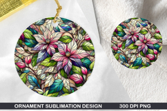 Flower Stained Glass Ornament PNG, Digital Download File Product Image 1