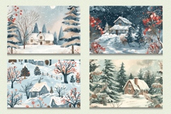 Snowy Winter Cottagecore Cutting Boards sublimation Design Product Image 2