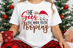 He Sees You When You&#039;re Pooping Svg, Funny Christmas Svg. Product Image 2