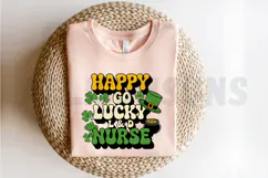 Happy Go Lucky L & D Nurse Sublimation, St. Patrick Day PNG Product Image 2