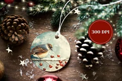 Watercolor Christmas Bird Ornament, Christmas Ornament PNG Product Image 2