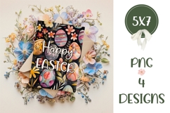 Happy Easter Card Printable, Floral Easter Eggs Card Product Image 2