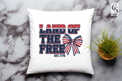 Land of the Free 1776 Patriotic Bow Sublimation PNG Product Image 2