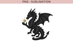 Black Embroidery Dragon PNG, Fantasy Dragon Clipart, Gothic Product Image 2