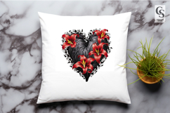 Floral Heart Lily Illustration Clipart PNG Product Image 3