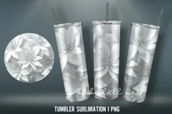 3D White Flowers Tumbler Sublimation Designs PNG Product Image 2