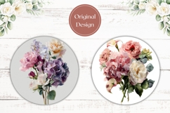 Pastel Flowers Car Coasters, Roses Round Coaster Designs Product Image 2