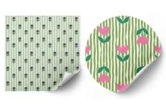 Vintage Striped Floral Digital Paper Product Image 2