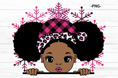Christmas Pink Afro Girl Shirt Design Winter Girl PNG Product Image 2