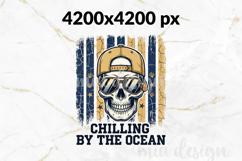 Cool Skull Summer PNG Chilling By The Ocean Sublimation Product Image 2