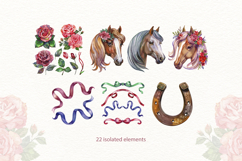 Roses and Horses. Watercolor Clipart Set Product Image 2