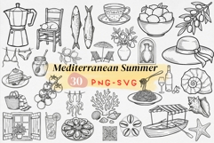 Mediterranean Summer Clipart SVG PNG Product Image 1