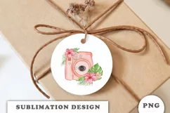 Watercolor camera with tropical flowers PNG Product Image 2