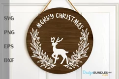 Merry Christmas Deer SVG, Christmas Door Sign Cut File Product Image 1
