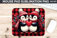 Watercolor Penguin Mouse Pad Sublimation - Valentines PNG Product Image 1