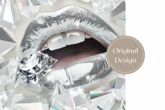 Holographic Lips Tumbler Wrap, Silver Lips Tumbler Design Product Image 2