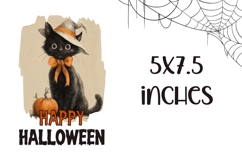 Happy Halloween Kitchen Towel, Black Cat Sublimation Product Image 2