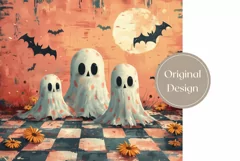 Cute Halloween Tumbler Wrap, Halloween Ghosts Tumbler Design Product Image 2