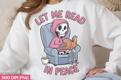 Let Me Read In Peace PNG, Funny Skeleton Sublimation PNG Product Image 2
