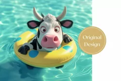 Funny Cow Tumbler Wrap Design, Summer Cow Sublimation Product Image 2