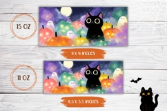 Halloween Black Cat Mug Design, Kawaii Cat Coffee Mug Product Image 2