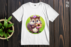 Cute Donut Hedgehog Clipart Sublimation PNG Product Image 2