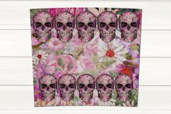 Gothic Skull and Flowers design | Skinny tumbler Sublimation Product Image 2