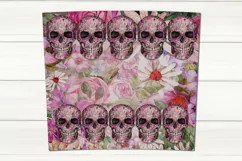 Gothic Skull and Flowers design | Skinny tumbler Sublimation Product Image 2