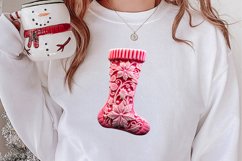 Pink Christmas Crochet Clipart, Christmas PNG Product Image 2