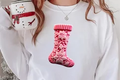 Pink Christmas Crochet Clipart, Christmas PNG Product Image 2