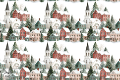 Old Christmas Town digital paper, background clipart Product Image 2