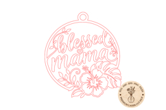 Blessed Mama SVG Laser Cut File, Floral Wooden Ornament SVG Product Image 2