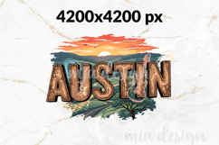 Austin Texas PNG, Vintage Longhorn City Skyline Sublimation Product Image 3