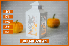 Autumn lantern SVG I Fall candle Paper cut SVG Product Image 1