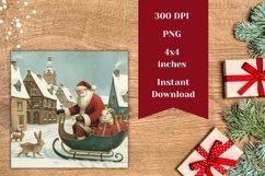 Vintage Christmas Square Coaster, Santa Claus Square Coaster Product Image 2