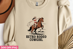 RETRO RODEO COWGIRL PNG, Pinup Cowgirl Sublimation PNG Product Image 1
