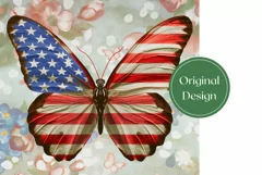 Butterfly Tumbler Wrap, American Flag Tumbler Template Product Image 2