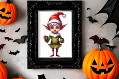 Christmas Elf Watercolor Clipart, Christmas PNG Product Image 2