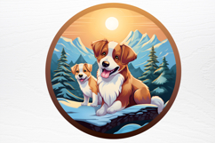 Christmas Dog Ornaments Engraved Clipart PNG Product Image 2