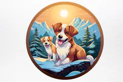 Christmas Dog Ornaments Engraved Clipart PNG Product Image 2