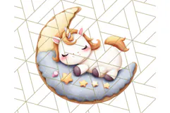 Cute Dessert Unicorn PNG Clipart with Cupcakes & Candies Product Image 2