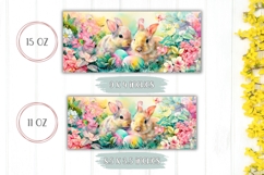 Watercolor Floral Easter Mug, Easter Bunnies Mug Wrap Product Image 2