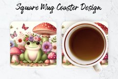 Mushroom &amp; Frog Mug coaster | Coaster | Sublimation Design Product Image 1