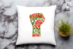 Floral Raised Fist Art Clipart Sublimation PNG Product Image 3